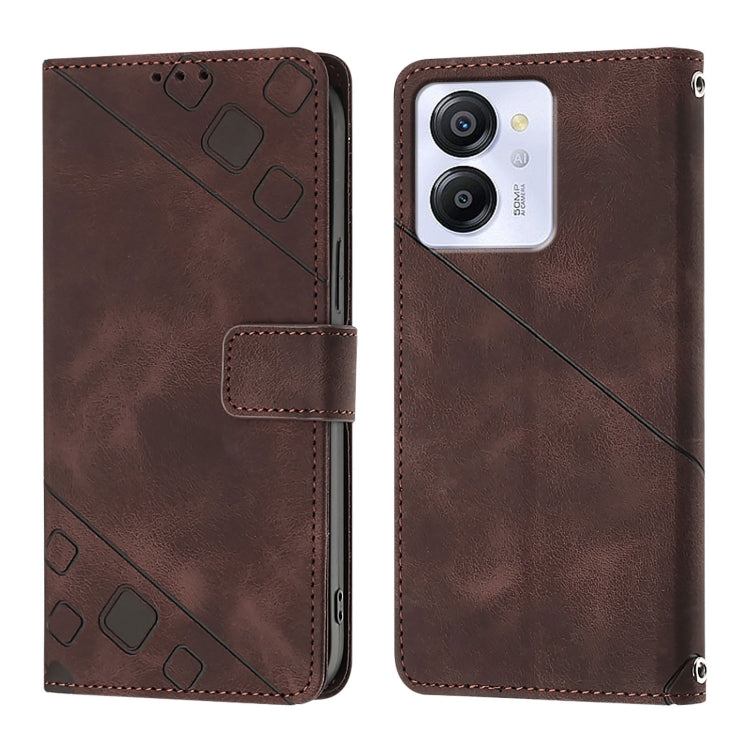 For Blackview Color 8 Skin Feel Embossed Leather Phone Case(Brown) - More Brand by PMC TechLife | Online Shopping South Africa | PMC TechLife | Buy Now Pay Later Mobicred