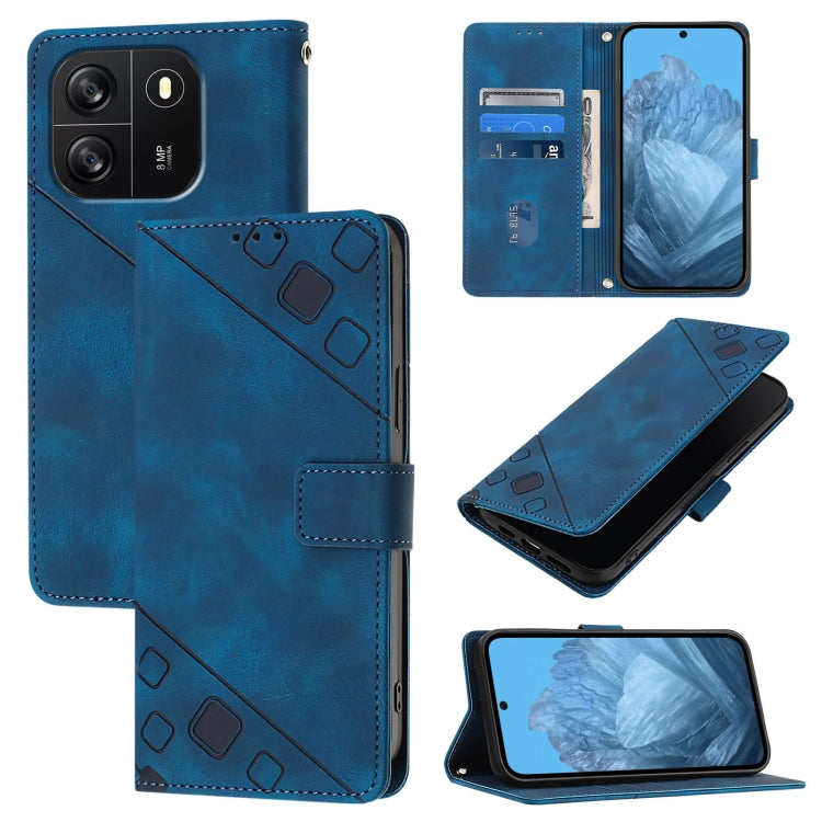 For Blackview Wave 6C Skin Feel Embossed Leather Phone Case(Blue) - More Brand by PMC TechLife | Online Shopping South Africa | PMC TechLife | Buy Now Pay Later Mobicred