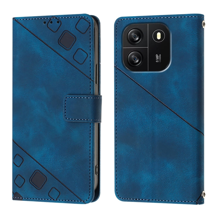 For Blackview Wave 6C Skin Feel Embossed Leather Phone Case(Blue) - More Brand by PMC TechLife | Online Shopping South Africa | PMC TechLife | Buy Now Pay Later Mobicred