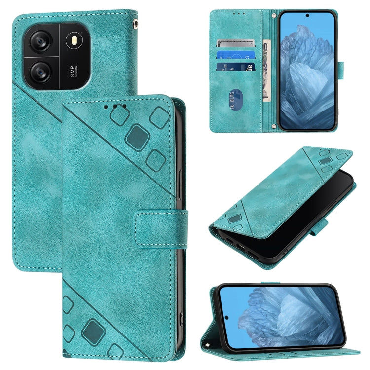 For Blackview Wave 6C Skin Feel Embossed Leather Phone Case(Green) - More Brand by PMC TechLife | Online Shopping South Africa | PMC TechLife | Buy Now Pay Later Mobicred