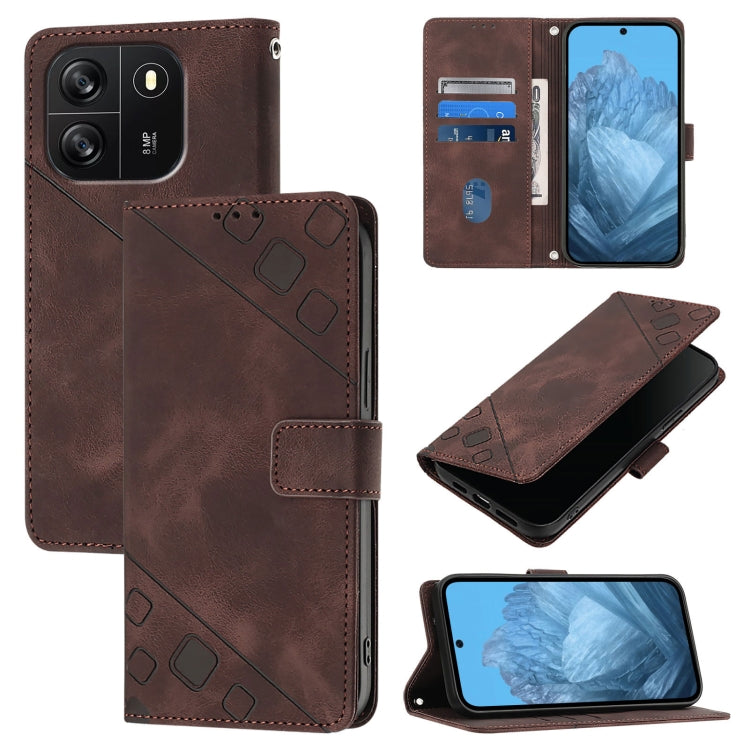 For Blackview Wave 6C Skin Feel Embossed Leather Phone Case(Brown) - More Brand by PMC TechLife | Online Shopping South Africa | PMC TechLife | Buy Now Pay Later Mobicred