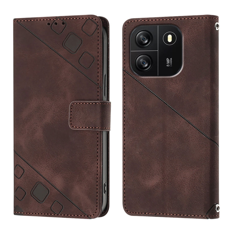 For Blackview Wave 6C Skin Feel Embossed Leather Phone Case(Brown) - More Brand by PMC TechLife | Online Shopping South Africa | PMC TechLife | Buy Now Pay Later Mobicred