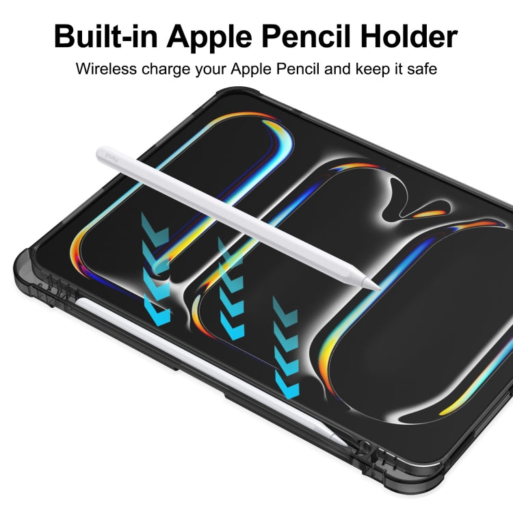 For iPad Pro 11 2024 Tri-fold Holder TPU Cover Frosted Leather Smart Tablet Case withh Pen Slot(Black) - iPad Pro 11 2024 Cases by PMC TechLife | Online Shopping South Africa | PMC TechLife | Buy Now Pay Later Mobicred