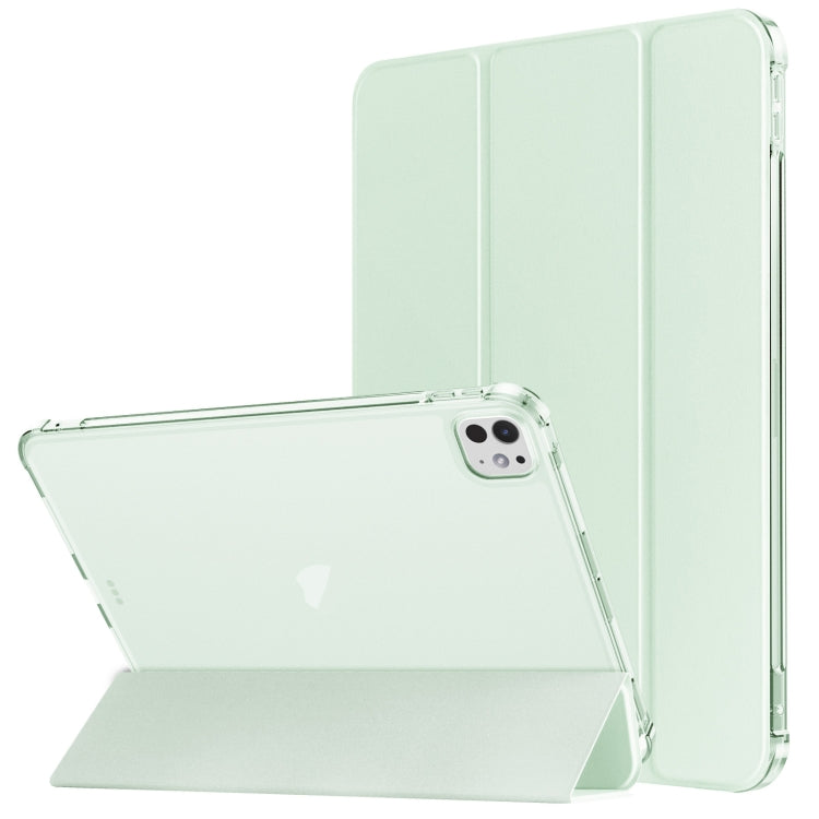 For iPad Pro 11 2024 Tri-fold Holder TPU Cover Frosted Leather Smart Tablet Case withh Pen Slot(Light Green) - iPad Pro 11 2024 Cases by PMC TechLife | Online Shopping South Africa | PMC TechLife | Buy Now Pay Later Mobicred