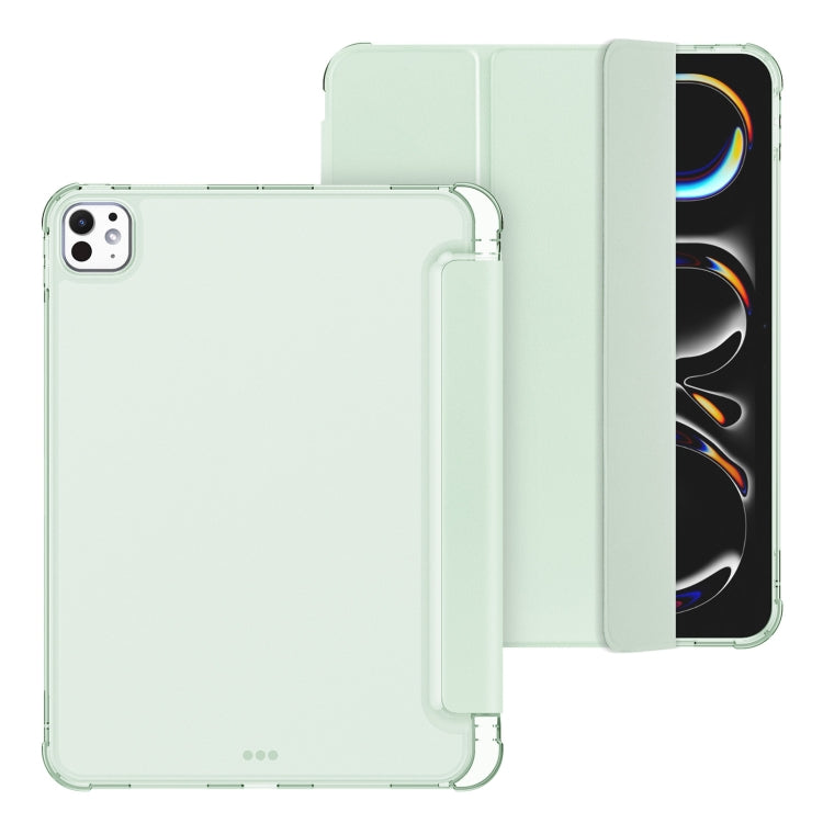 For iPad Pro 11 2024 Tri-fold Holder TPU Cover Frosted Leather Smart Tablet Case withh Pen Slot(Light Green) - iPad Pro 11 2024 Cases by PMC TechLife | Online Shopping South Africa | PMC TechLife | Buy Now Pay Later Mobicred