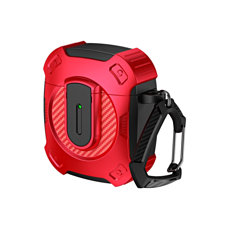For AirPods 2 / 1 Lock Shockproof Bluetooth Earphone Protective Case(Black Red) - For AirPods 1/2 by PMC Jewellery | Online Shopping South Africa | PMC Jewellery | Buy Now Pay Later Mobicred