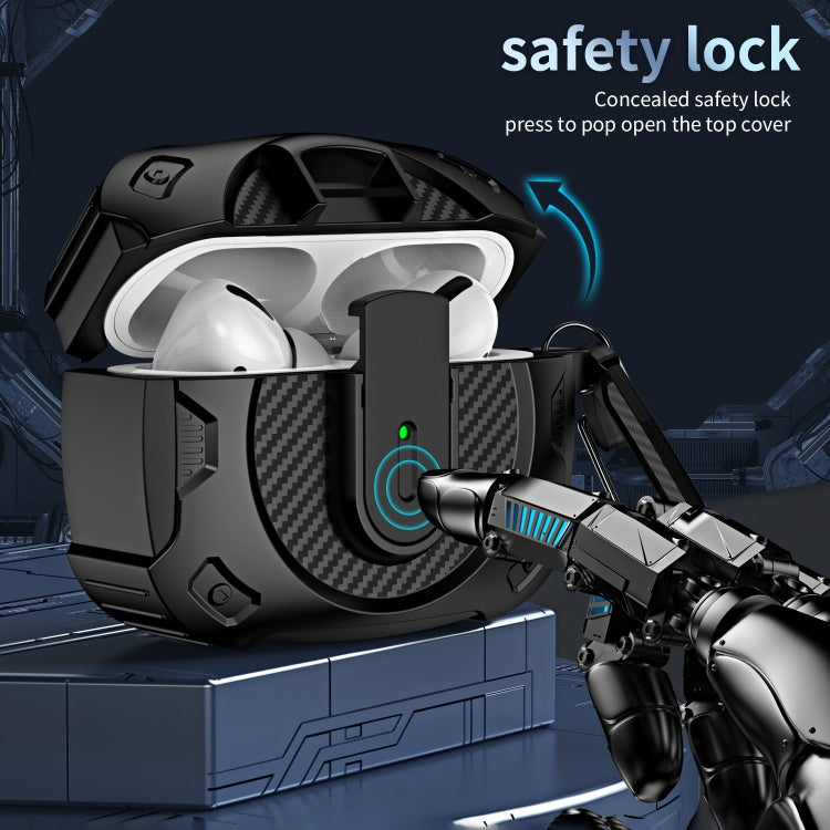 For AirPods Pro Lock Shockproof Bluetooth Earphone Protective Case(Black Silver) - For AirPods Pro by PMC Jewellery | Online Shopping South Africa | PMC Jewellery | Buy Now Pay Later Mobicred