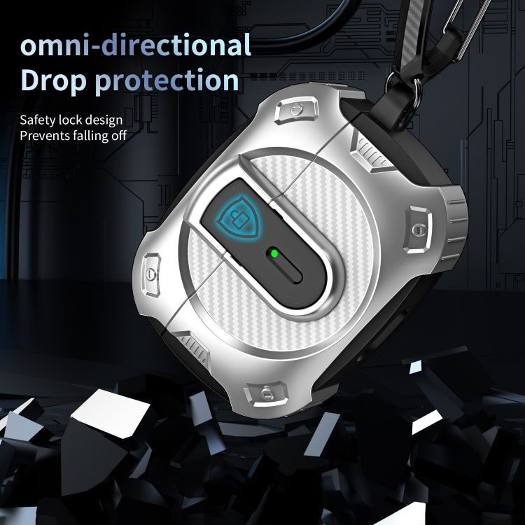 For AirPods Pro Lock Shockproof Bluetooth Earphone Protective Case(Black Silver) - For AirPods Pro by PMC Jewellery | Online Shopping South Africa | PMC Jewellery | Buy Now Pay Later Mobicred
