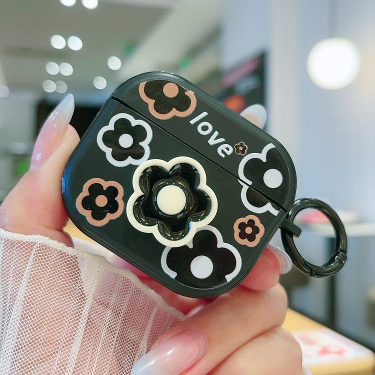 For AirPods 3 3D Colorful Pattern Bluetooth Earphone Protective Case(Black Flower) - For AirPods 3 by PMC Jewellery | Online Shopping South Africa | PMC Jewellery | Buy Now Pay Later Mobicred