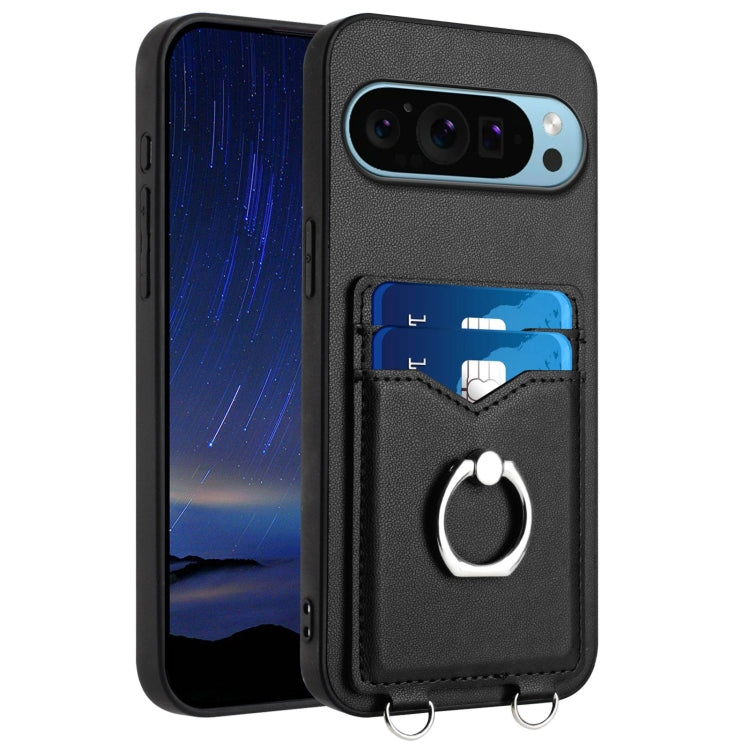 For Google Pixel 9 / 9 Pro R20 Ring Card Holder Phone Case(Black) - Google Cases by PMC TechLife | Online Shopping South Africa | PMC TechLife | Buy Now Pay Later Mobicred