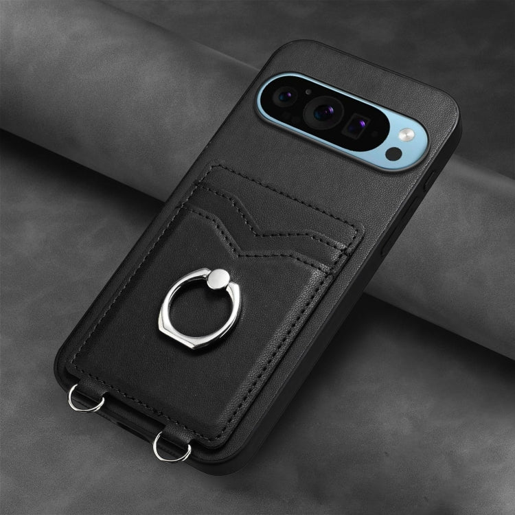 For Google Pixel 9 / 9 Pro R20 Ring Card Holder Phone Case(Black) - Google Cases by PMC TechLife | Online Shopping South Africa | PMC TechLife | Buy Now Pay Later Mobicred