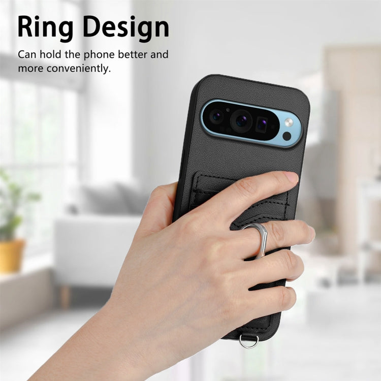 For Google Pixel 9 / 9 Pro R20 Ring Card Holder Phone Case(Black) - Google Cases by PMC TechLife | Online Shopping South Africa | PMC TechLife | Buy Now Pay Later Mobicred