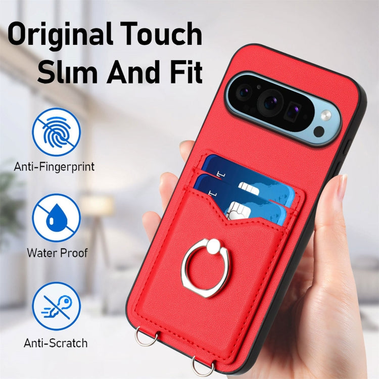 For Google Pixel 9 / 9 Pro R20 Ring Card Holder Phone Case(Red) - Google Cases by PMC TechLife | Online Shopping South Africa | PMC TechLife | Buy Now Pay Later Mobicred