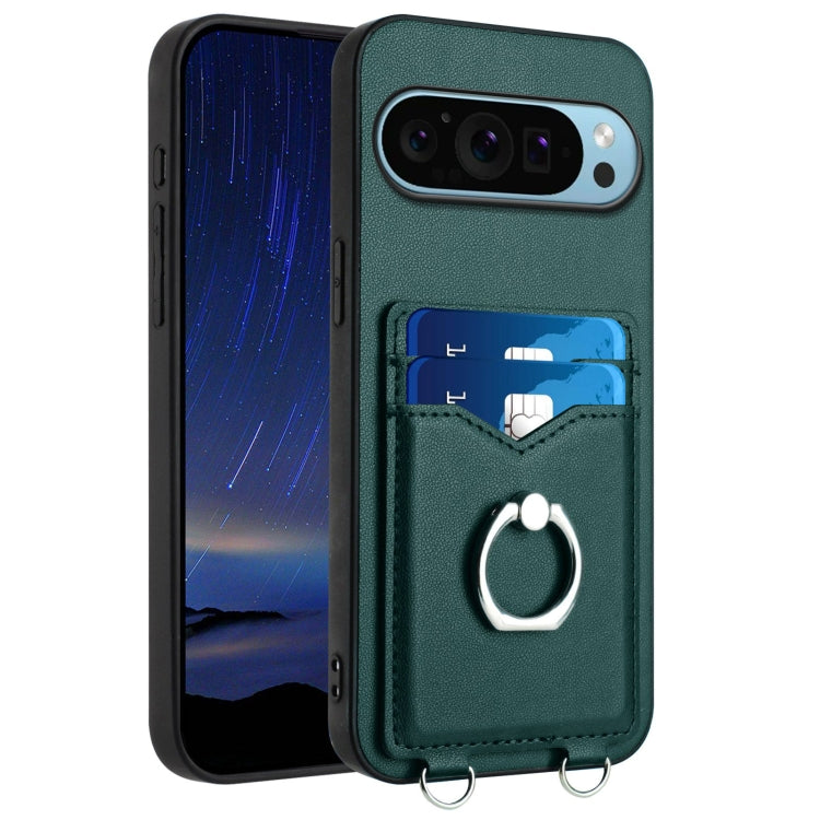 For Google Pixel 9 / 9 Pro R20 Ring Card Holder Phone Case(Green) - Google Cases by PMC TechLife | Online Shopping South Africa | PMC TechLife | Buy Now Pay Later Mobicred