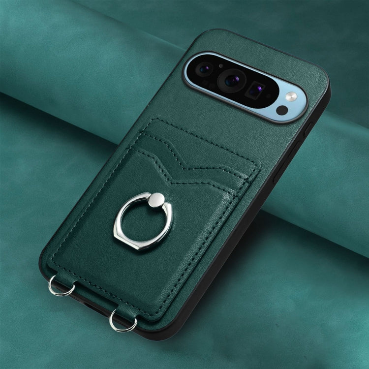 For Google Pixel 9 / 9 Pro R20 Ring Card Holder Phone Case(Green) - Google Cases by PMC TechLife | Online Shopping South Africa | PMC TechLife | Buy Now Pay Later Mobicred
