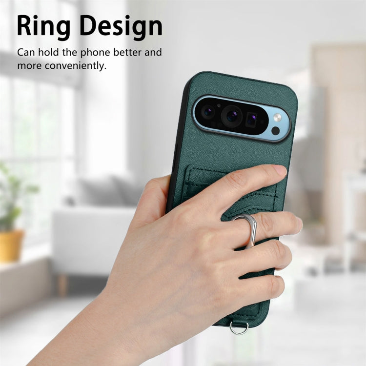 For Google Pixel 9 / 9 Pro R20 Ring Card Holder Phone Case(Green) - Google Cases by PMC TechLife | Online Shopping South Africa | PMC TechLife | Buy Now Pay Later Mobicred