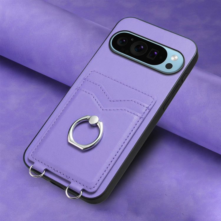 For Google Pixel 9 / 9 Pro R20 Ring Card Holder Phone Case(Purple) - Google Cases by PMC TechLife | Online Shopping South Africa | PMC TechLife | Buy Now Pay Later Mobicred