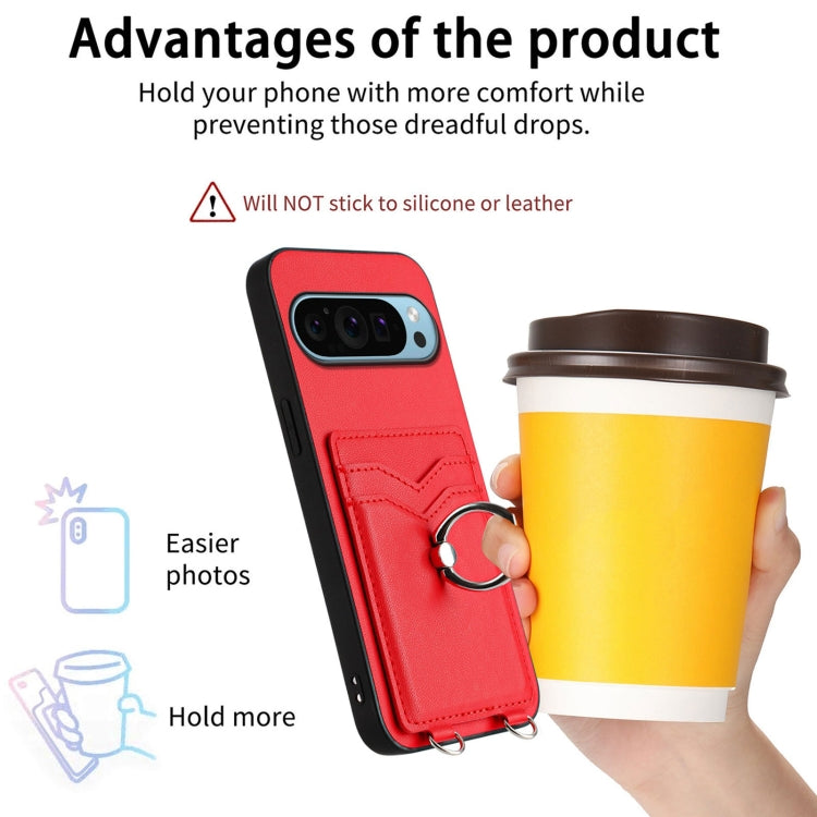 For Google Pixel 9 Pro XL R20 Ring Card Holder Phone Case(Red) - Google Cases by PMC TechLife | Online Shopping South Africa | PMC TechLife | Buy Now Pay Later Mobicred