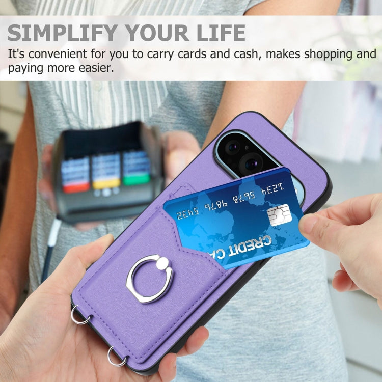 For Google Pixel 9 Pro XL R20 Ring Card Holder Phone Case(Purple) - Google Cases by PMC TechLife | Online Shopping South Africa | PMC TechLife | Buy Now Pay Later Mobicred