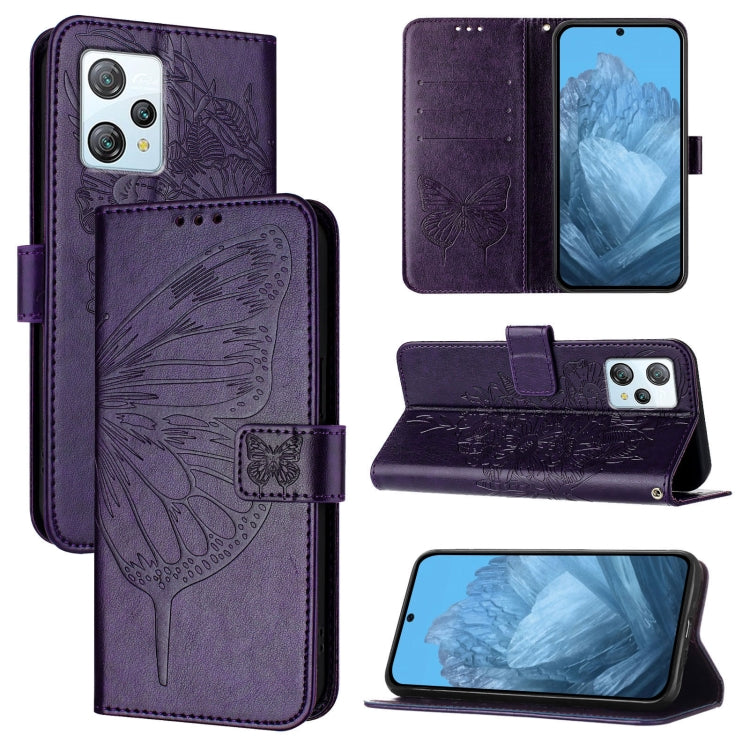 For Blackview A53 Embossed Butterfly Leather Phone Case(Purple) - More Brand by PMC TechLife | Online Shopping South Africa | PMC TechLife | Buy Now Pay Later Mobicred