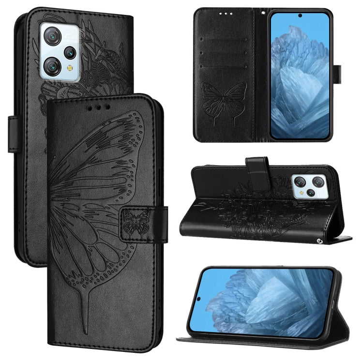 For Blackview A53 Embossed Butterfly Leather Phone Case(Black) - More Brand by PMC TechLife | Online Shopping South Africa | PMC TechLife | Buy Now Pay Later Mobicred