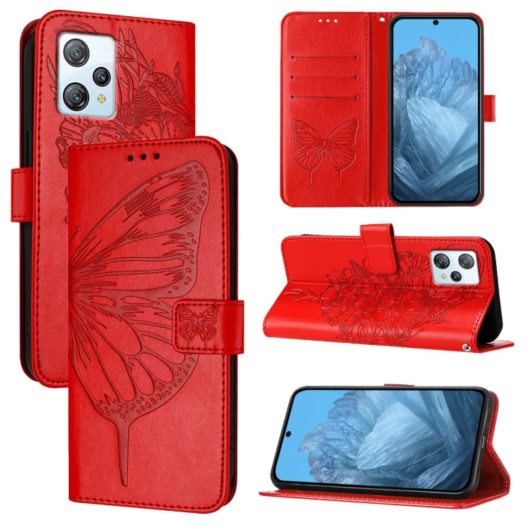 For Blackview A53 Embossed Butterfly Leather Phone Case(Red) - More Brand by PMC TechLife | Online Shopping South Africa | PMC TechLife | Buy Now Pay Later Mobicred
