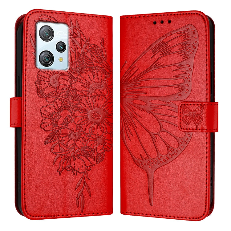 For Blackview A53 Embossed Butterfly Leather Phone Case(Red) - More Brand by PMC TechLife | Online Shopping South Africa | PMC TechLife | Buy Now Pay Later Mobicred