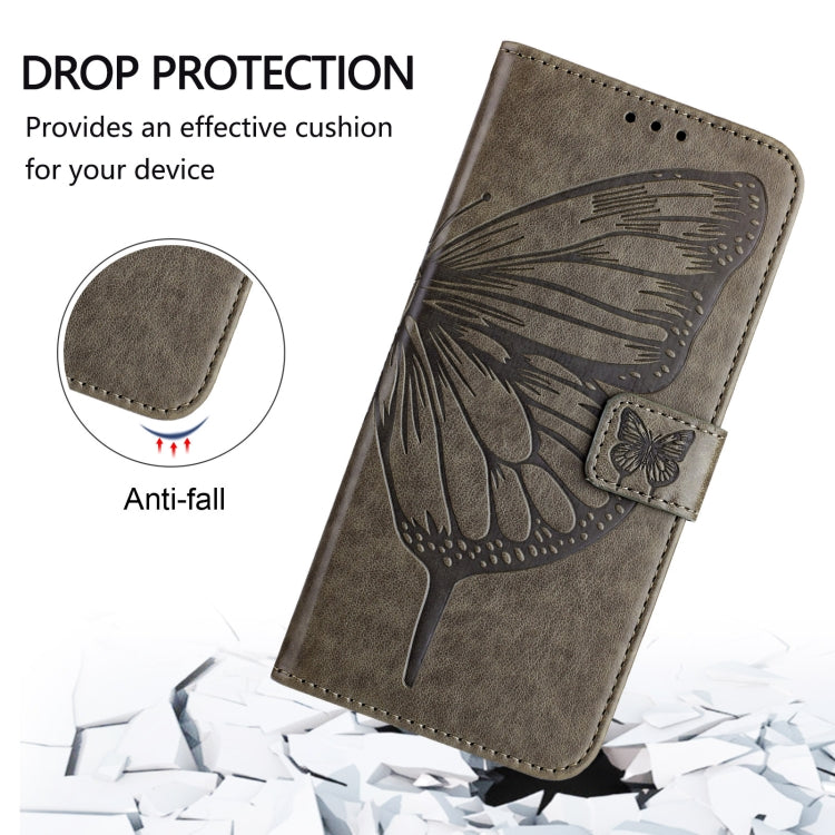 For Blackview Shark 8 Embossed Butterfly Leather Phone Case(Grey) - More Brand by PMC TechLife | Online Shopping South Africa | PMC TechLife | Buy Now Pay Later Mobicred