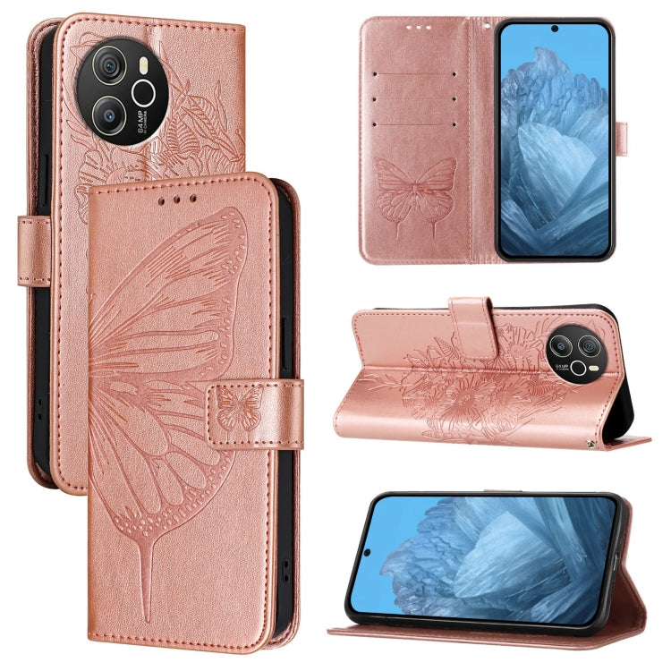 For Blackview Shark 8 Embossed Butterfly Leather Phone Case(Rose Gold) - More Brand by PMC TechLife | Online Shopping South Africa | PMC TechLife | Buy Now Pay Later Mobicred