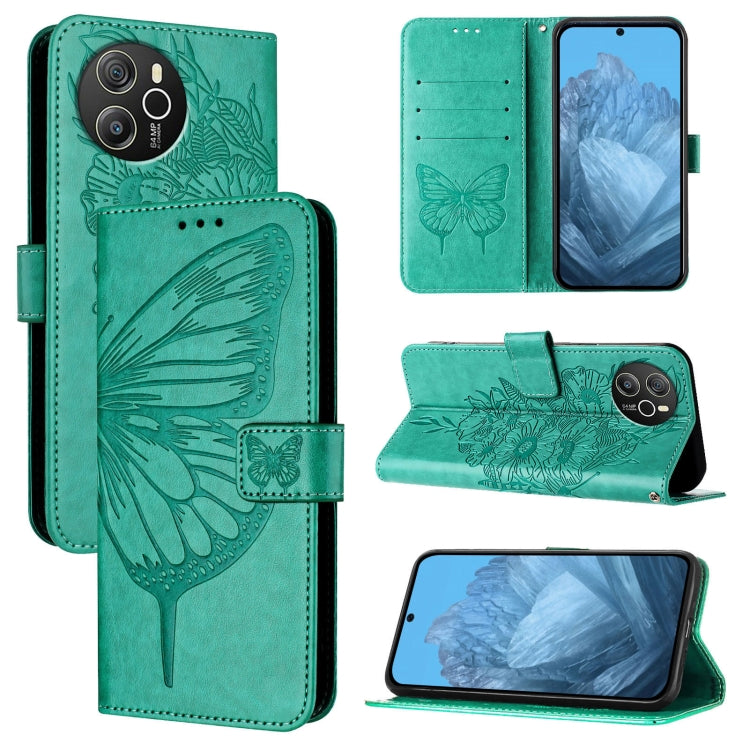 For Blackview Shark 8 Embossed Butterfly Leather Phone Case(Green) - More Brand by PMC TechLife | Online Shopping South Africa | PMC TechLife | Buy Now Pay Later Mobicred