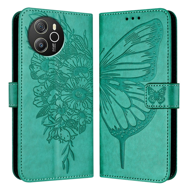 For Blackview Shark 8 Embossed Butterfly Leather Phone Case(Green) - More Brand by PMC TechLife | Online Shopping South Africa | PMC TechLife | Buy Now Pay Later Mobicred