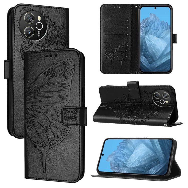 For Blackview Shark 8 Embossed Butterfly Leather Phone Case(Black) - More Brand by PMC TechLife | Online Shopping South Africa | PMC TechLife | Buy Now Pay Later Mobicred