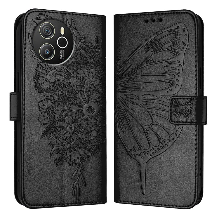 For Blackview Shark 8 Embossed Butterfly Leather Phone Case(Black) - More Brand by PMC TechLife | Online Shopping South Africa | PMC TechLife | Buy Now Pay Later Mobicred