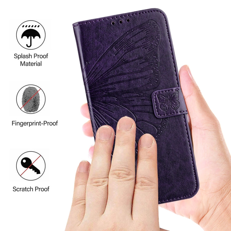 For Blackview Shark 8 Embossed Butterfly Leather Phone Case(Dark Purple) - More Brand by PMC TechLife | Online Shopping South Africa | PMC TechLife | Buy Now Pay Later Mobicred