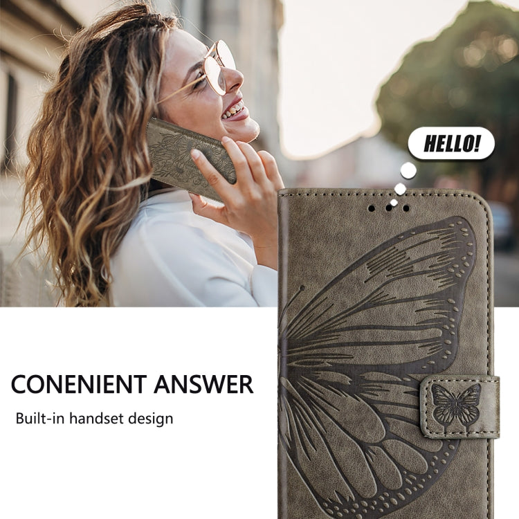 For Blackview Wave 6C Embossed Butterfly Leather Phone Case(Grey) - More Brand by PMC TechLife | Online Shopping South Africa | PMC TechLife | Buy Now Pay Later Mobicred