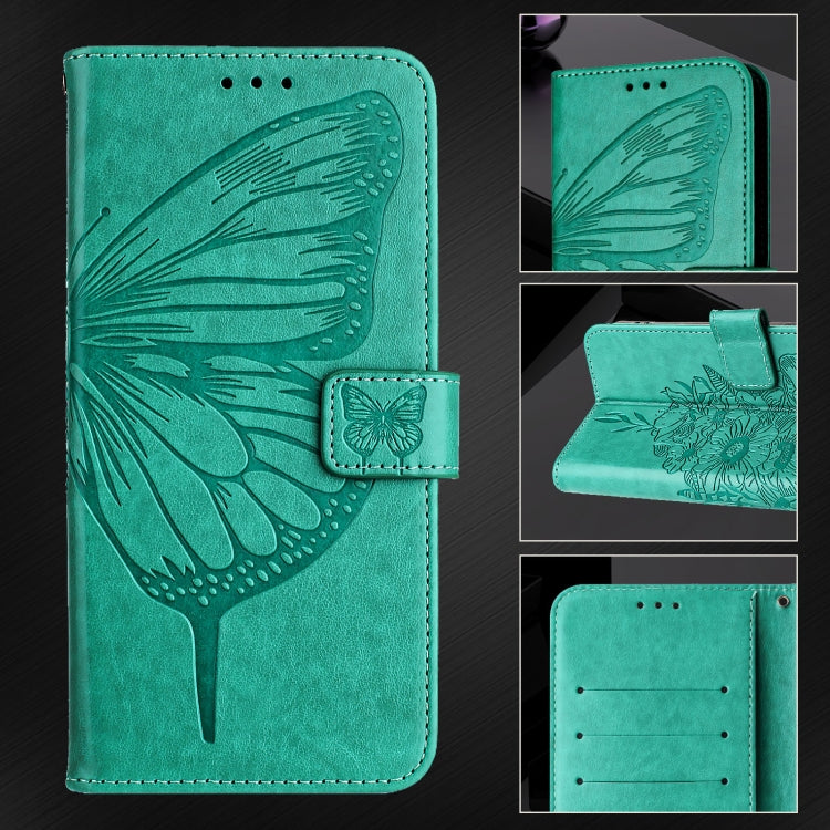 For Blackview Wave 6C Embossed Butterfly Leather Phone Case(Green) - More Brand by PMC TechLife | Online Shopping South Africa | PMC TechLife | Buy Now Pay Later Mobicred