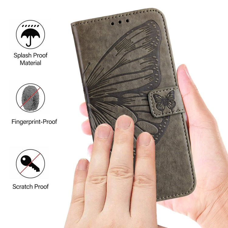 For Blackview Color 8 Embossed Butterfly Leather Phone Case(Grey) - More Brand by PMC TechLife | Online Shopping South Africa | PMC TechLife | Buy Now Pay Later Mobicred
