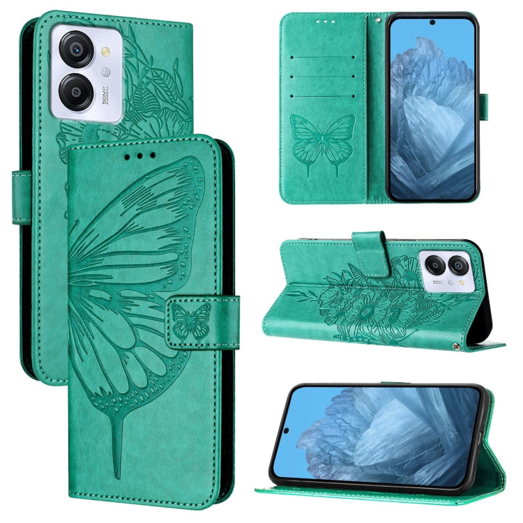 For Blackview Color 8 Embossed Butterfly Leather Phone Case(Green) - More Brand by PMC TechLife | Online Shopping South Africa | PMC TechLife | Buy Now Pay Later Mobicred