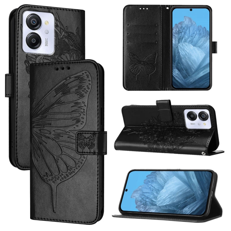 For Blackview Color 8 Embossed Butterfly Leather Phone Case(Black) - More Brand by PMC TechLife | Online Shopping South Africa | PMC TechLife | Buy Now Pay Later Mobicred