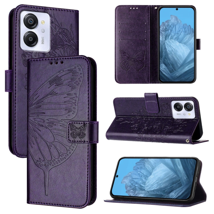 For Blackview Color 8 Embossed Butterfly Leather Phone Case(Dark Purple) - More Brand by PMC TechLife | Online Shopping South Africa | PMC TechLife | Buy Now Pay Later Mobicred