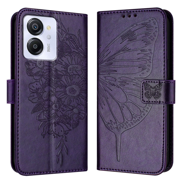For Blackview Color 8 Embossed Butterfly Leather Phone Case(Dark Purple) - More Brand by PMC TechLife | Online Shopping South Africa | PMC TechLife | Buy Now Pay Later Mobicred