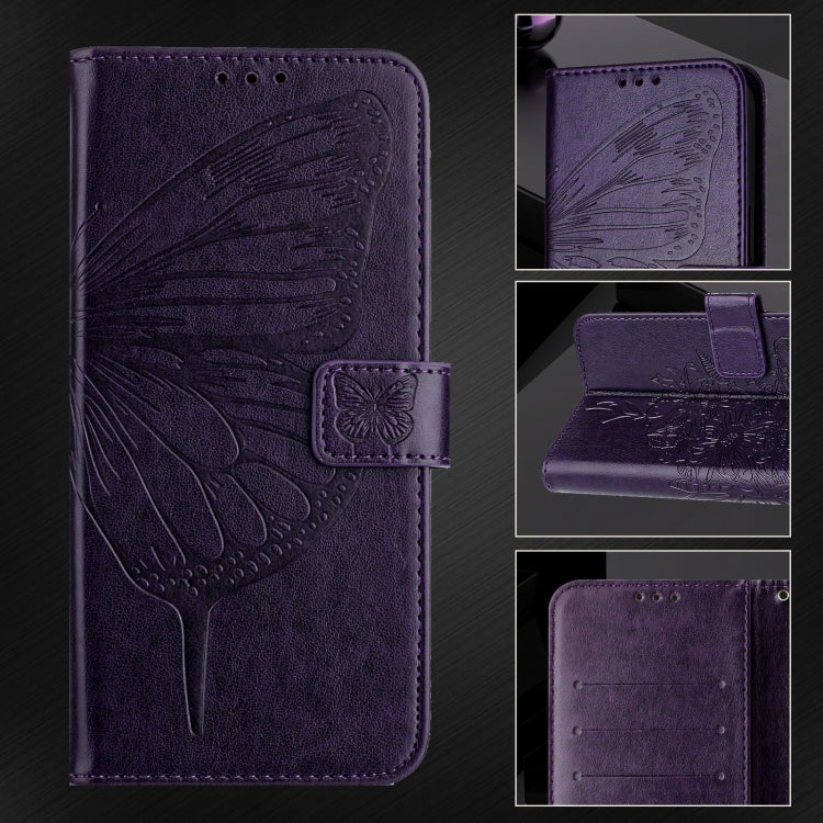 For Blackview Color 8 Embossed Butterfly Leather Phone Case(Dark Purple) - More Brand by PMC TechLife | Online Shopping South Africa | PMC TechLife | Buy Now Pay Later Mobicred