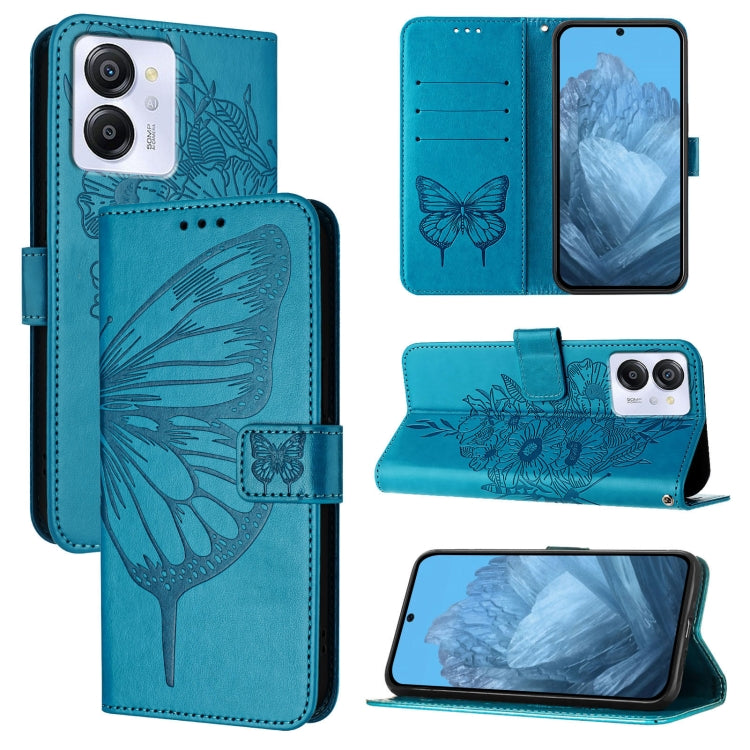 For Blackview Color 8 Embossed Butterfly Leather Phone Case(Blue) - More Brand by PMC TechLife | Online Shopping South Africa | PMC TechLife | Buy Now Pay Later Mobicred