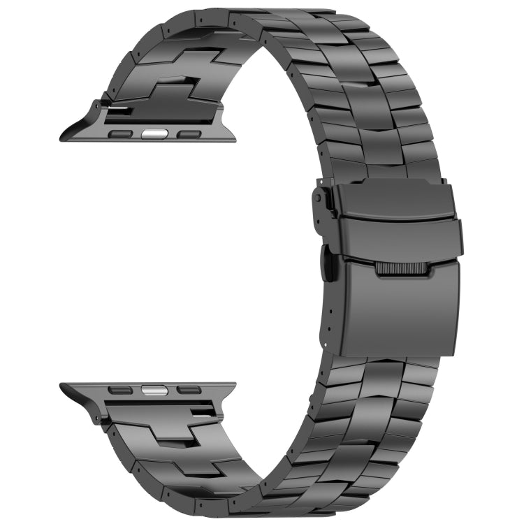 For Apple Watch Series 4 44mm Rice Ears Safety Buckle Titanium Alloy Watch Band(Black) - Watch Bands by PMc TechLife | Online Shopping South Africa | PMc TechLife | Buy Now Pay Later Mobicred