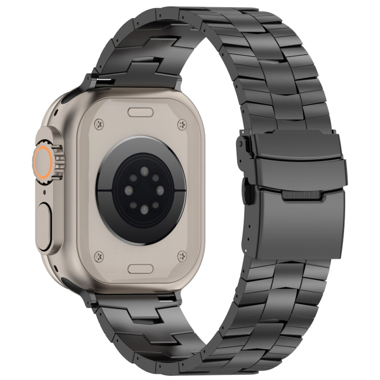 For Apple Watch Series 4 44mm Rice Ears Safety Buckle Titanium Alloy Watch Band(Black) - Watch Bands by PMc TechLife | Online Shopping South Africa | PMc TechLife | Buy Now Pay Later Mobicred
