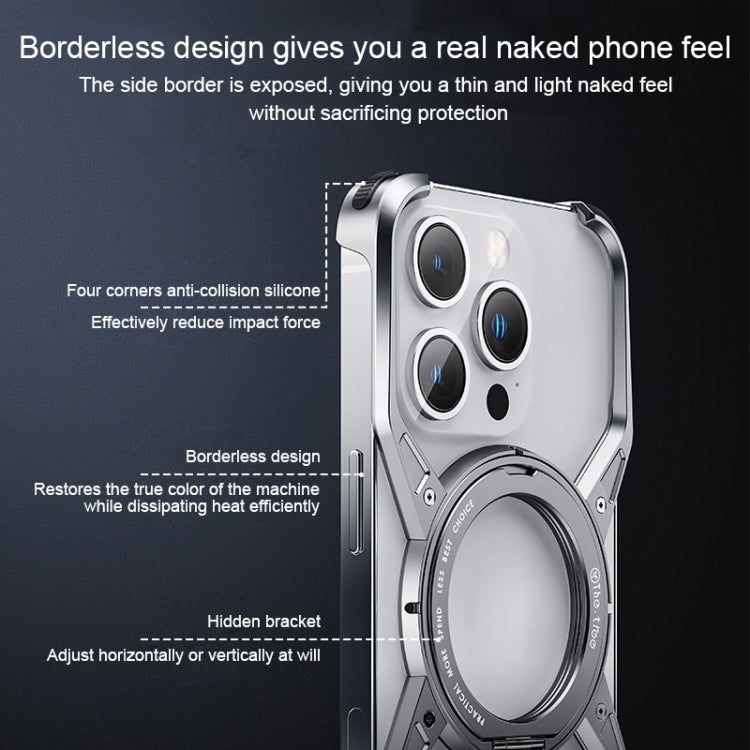 For iPhone 16 Pro Aluminum Alloy Frameless 360-Degree Rotating Phone Case(Silver) - iPhone 16 Pro Cases by PMc TechLife | Online Shopping South Africa | PMc TechLife | Buy Now Pay Later Mobicred