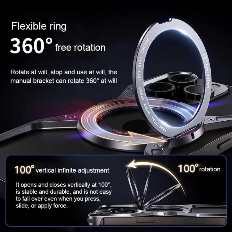 For iPhone 16 Pro Aluminum Alloy Frameless 360-Degree Rotating Phone Case(Grey) - iPhone 16 Pro Cases by PMc TechLife | Online Shopping South Africa | PMc TechLife | Buy Now Pay Later Mobicred