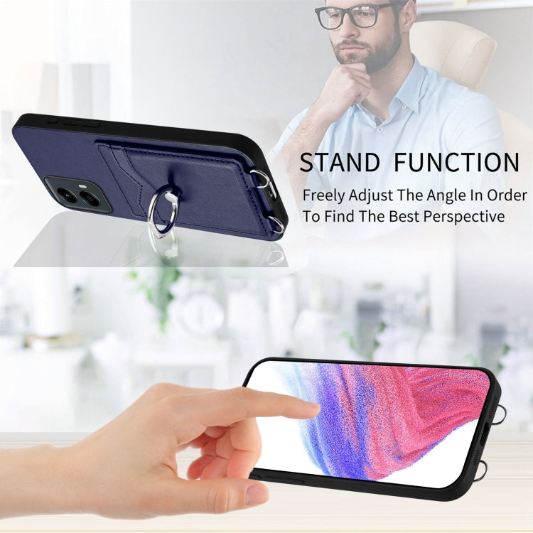 For Motorola Moto G Play 2024 5G R20 Ring Card Holder Phone Case(Blue) - free shipping - PMC Jewellery - Order now!