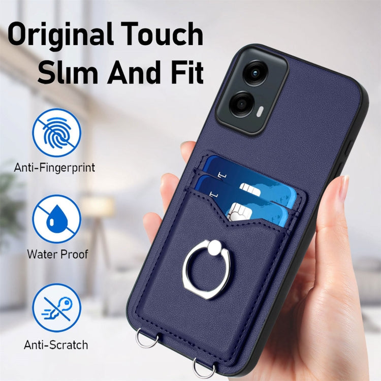 For Motorola Moto G Play 2024 5G R20 Ring Card Holder Phone Case(Blue) - free shipping - PMC Jewellery - Order now!