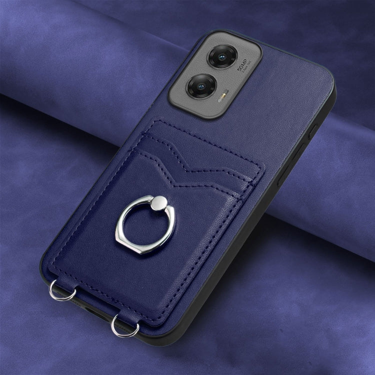 For Motorola Moto G Stylus 5G 2024 R20 Ring Card Holder Phone Case(Blue) - free shipping - PMC Jewellery - Order now!